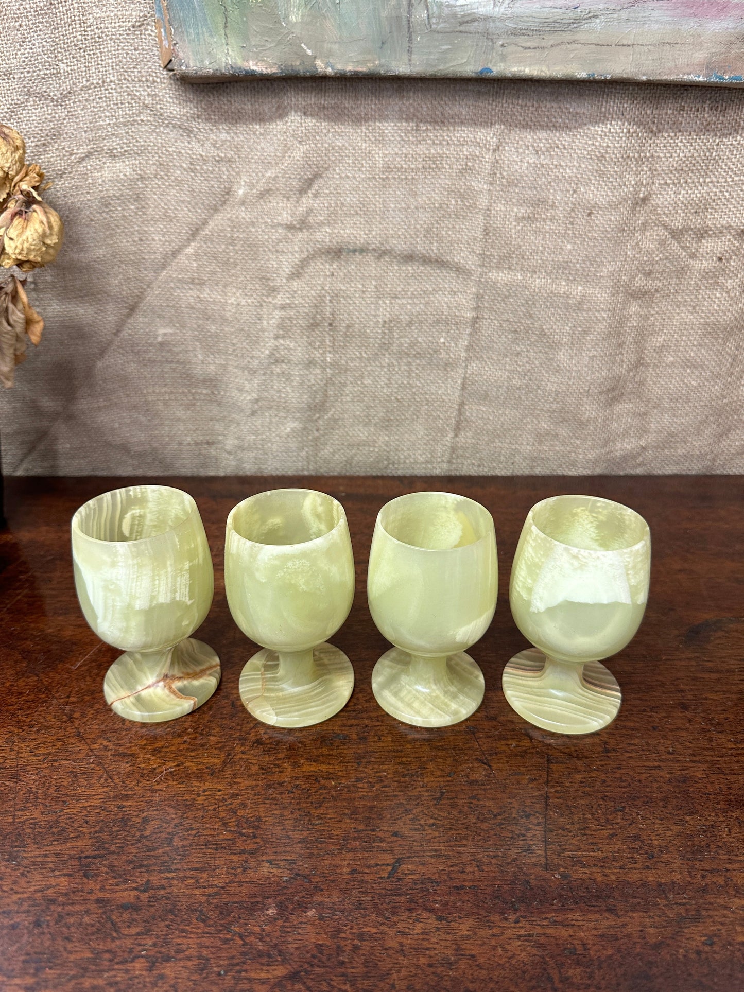 Four Onyx Marble Cordials Glasses The Blind Mole