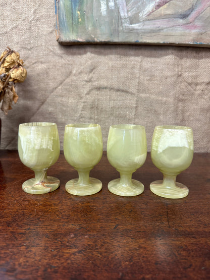 Four Onyx Marble Cordials Glasses The Blind Mole