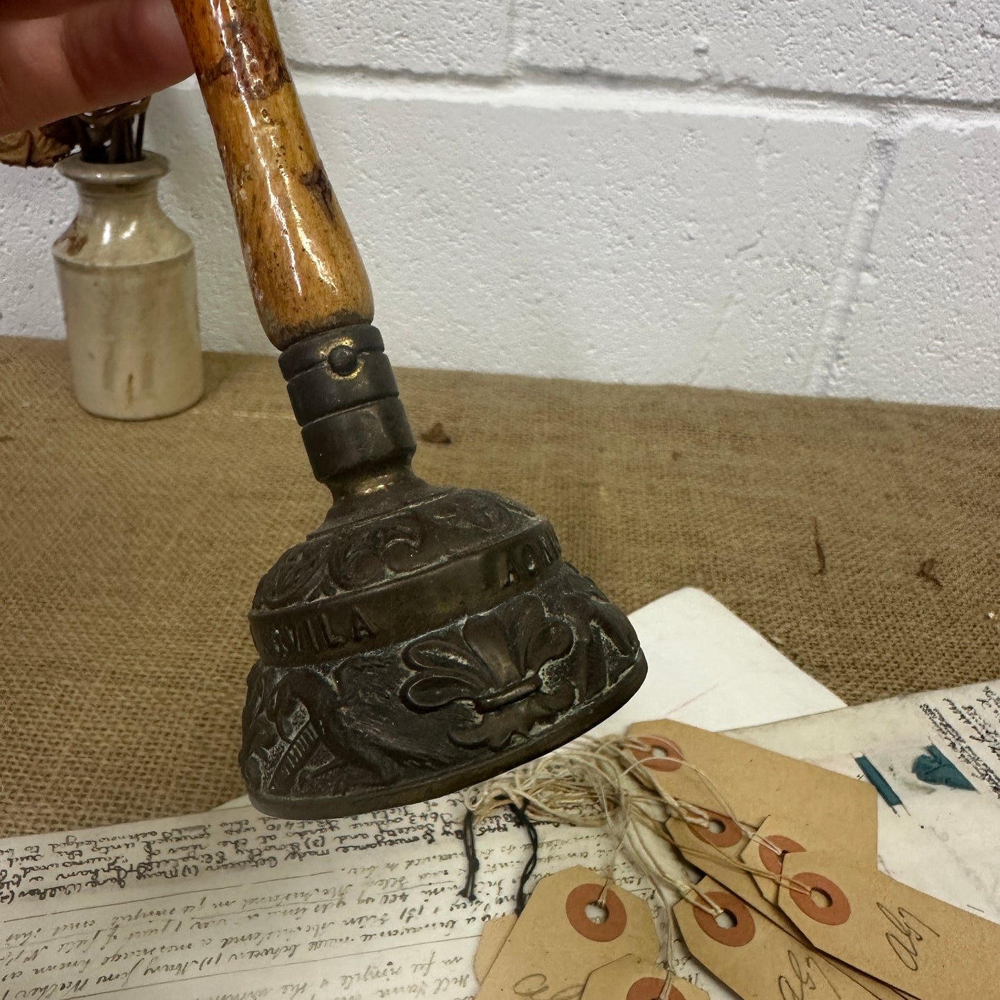 Mid Century Zodiac Elephant Brass Bell With Handle - The Blind Mole