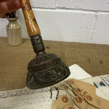 Mid Century Zodiac Elephant Brass Bell With Handle - The Blind Mole