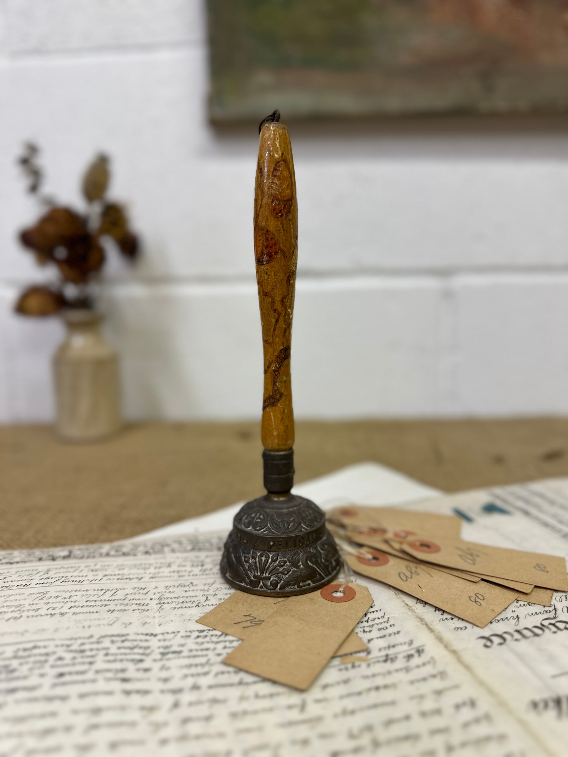 Mid Century Zodiac Elephant Brass Bell With Handle - The Blind Mole