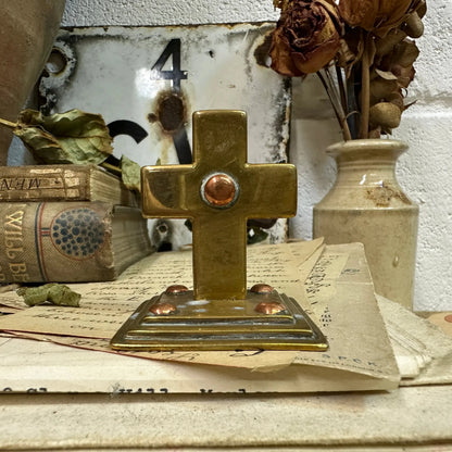 Small Brass Standing Crucifix - The Blind Mole