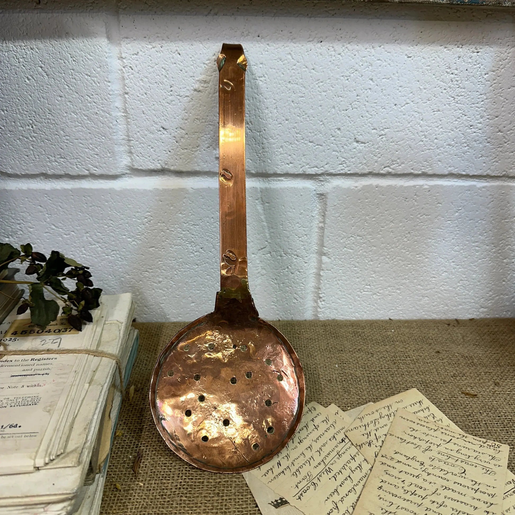 Vintage Handmade Copper Skimmer Strainer - The Blind Mole