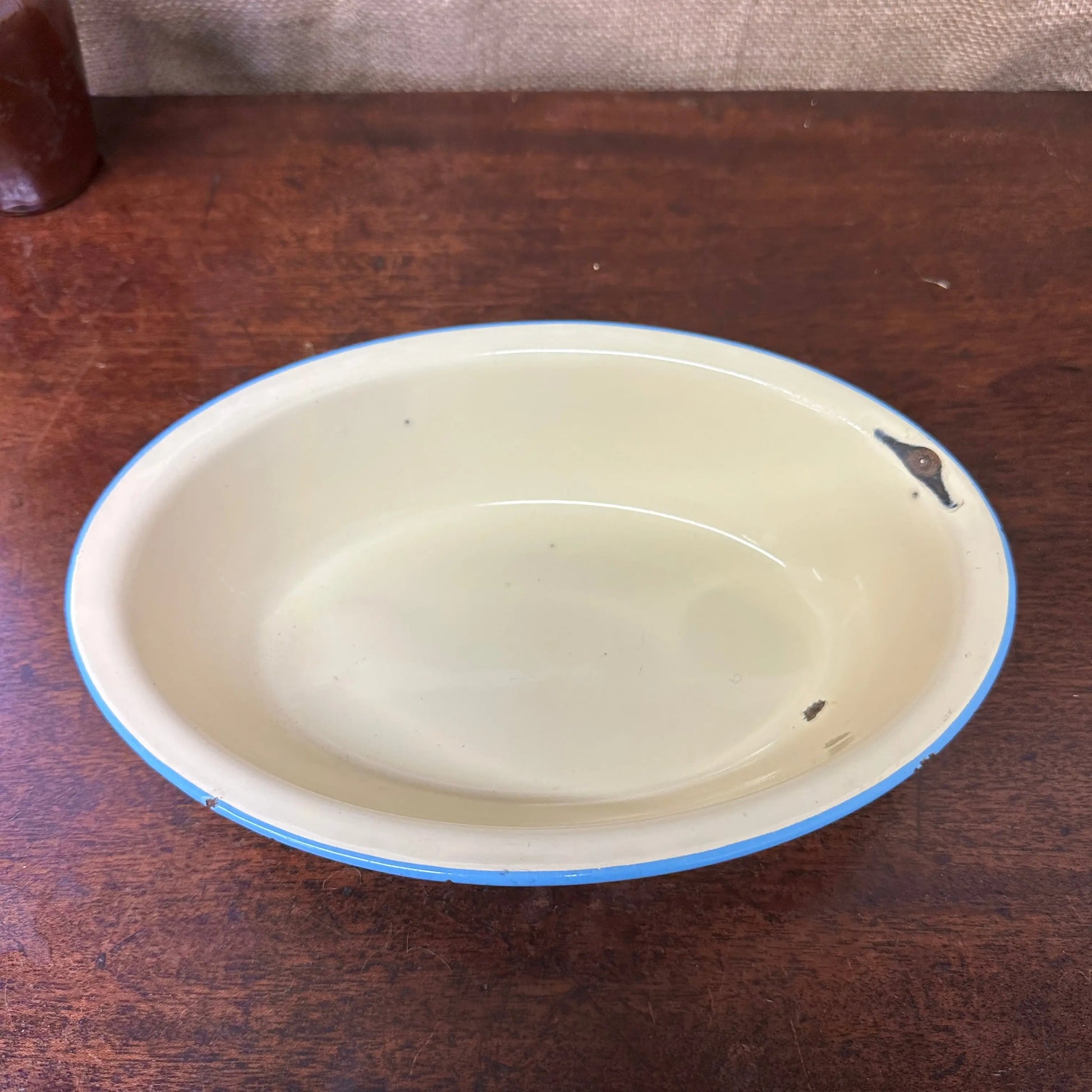 Enamel Yellow & Blue Oval Dish The Blind Mole