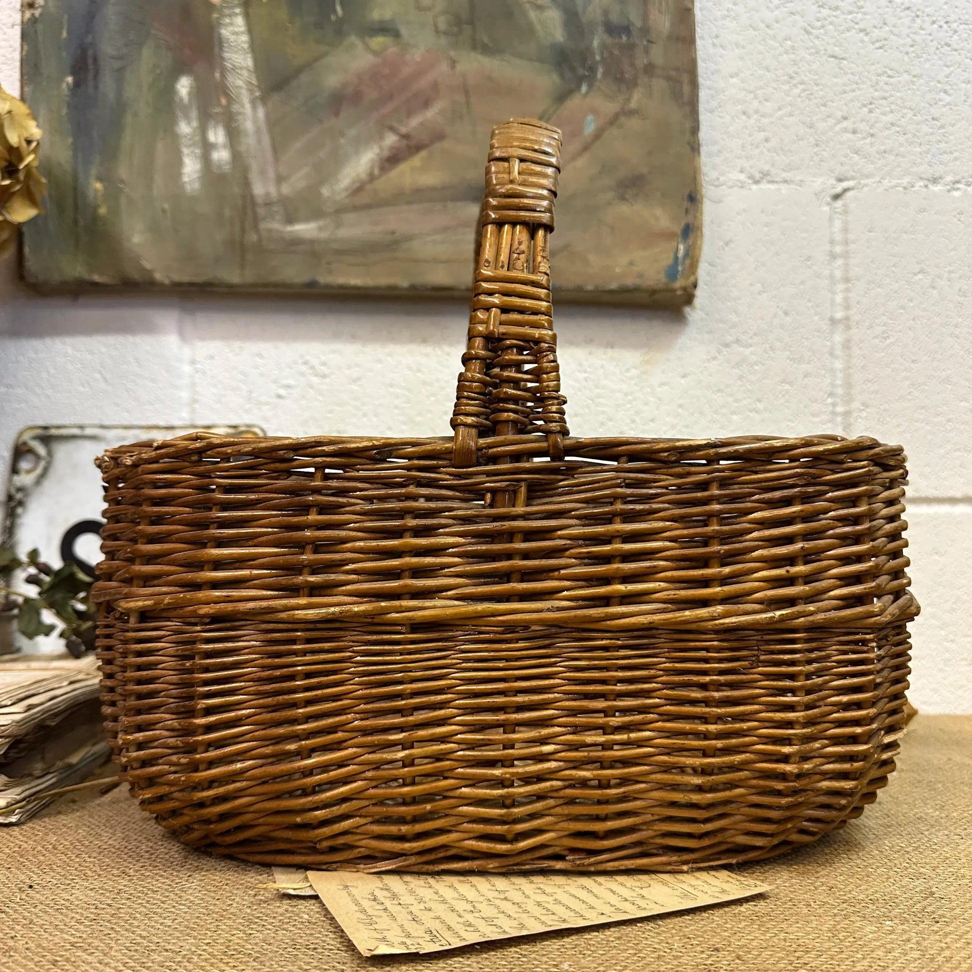 Vintage Oblong Wicker Basket - The Blind Mole