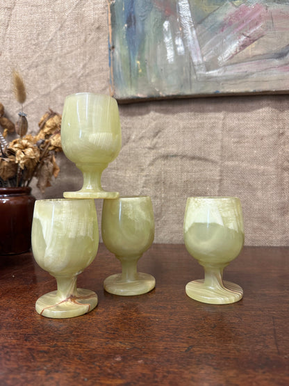 Four Onyx Marble Cordials Glasses The Blind Mole