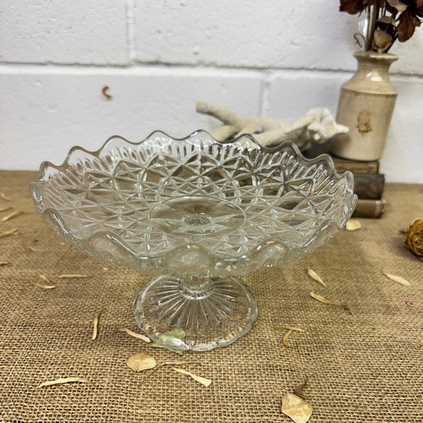 Vintage Pressed Glass Cake Stand - The Blind Mole