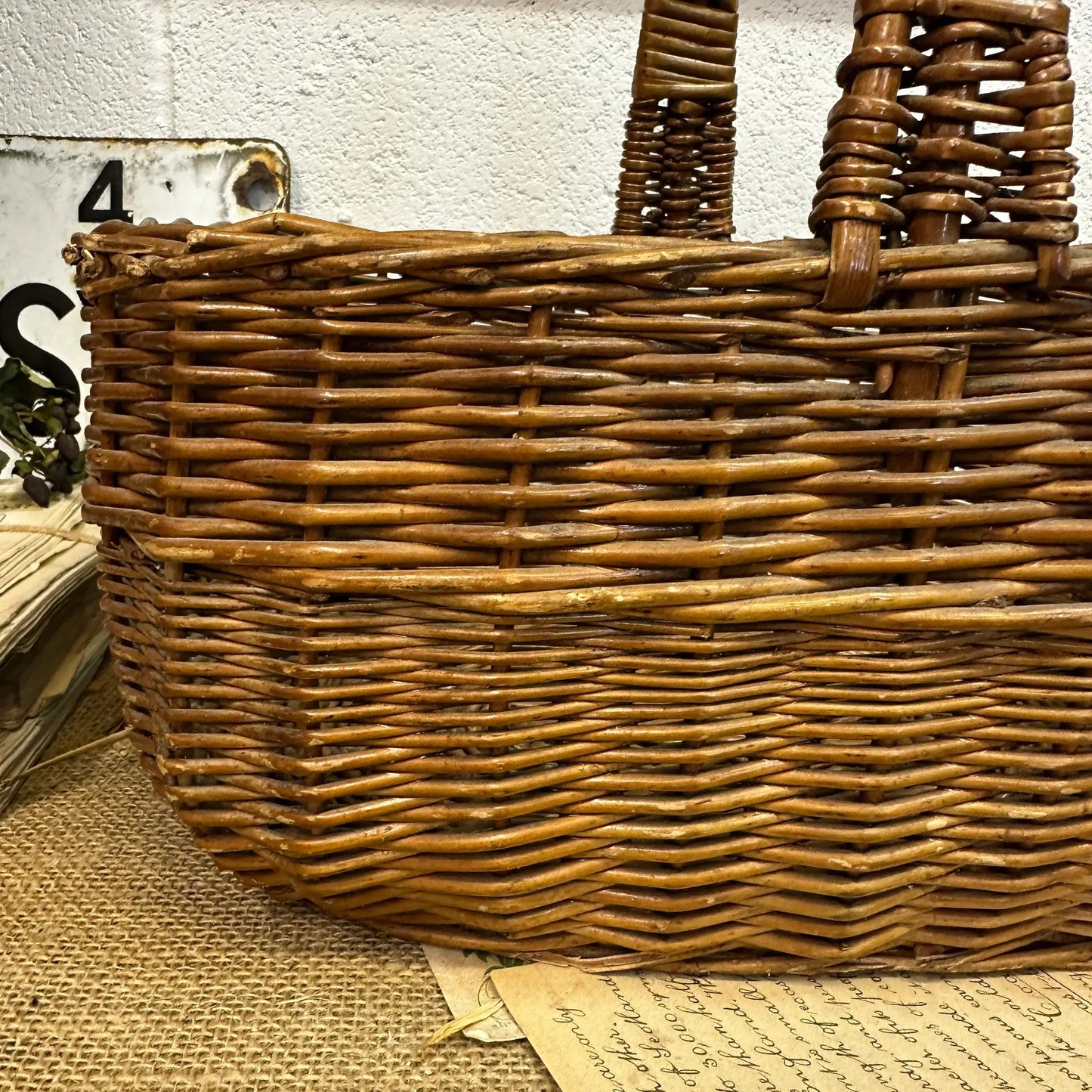 Vintage Oblong Wicker Basket - The Blind Mole