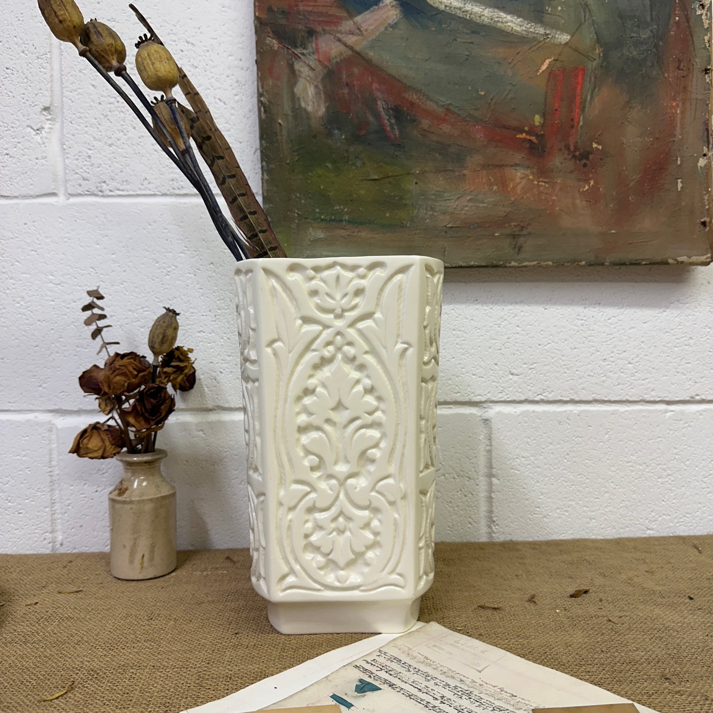 White Moonstone Beswick Fern Vase