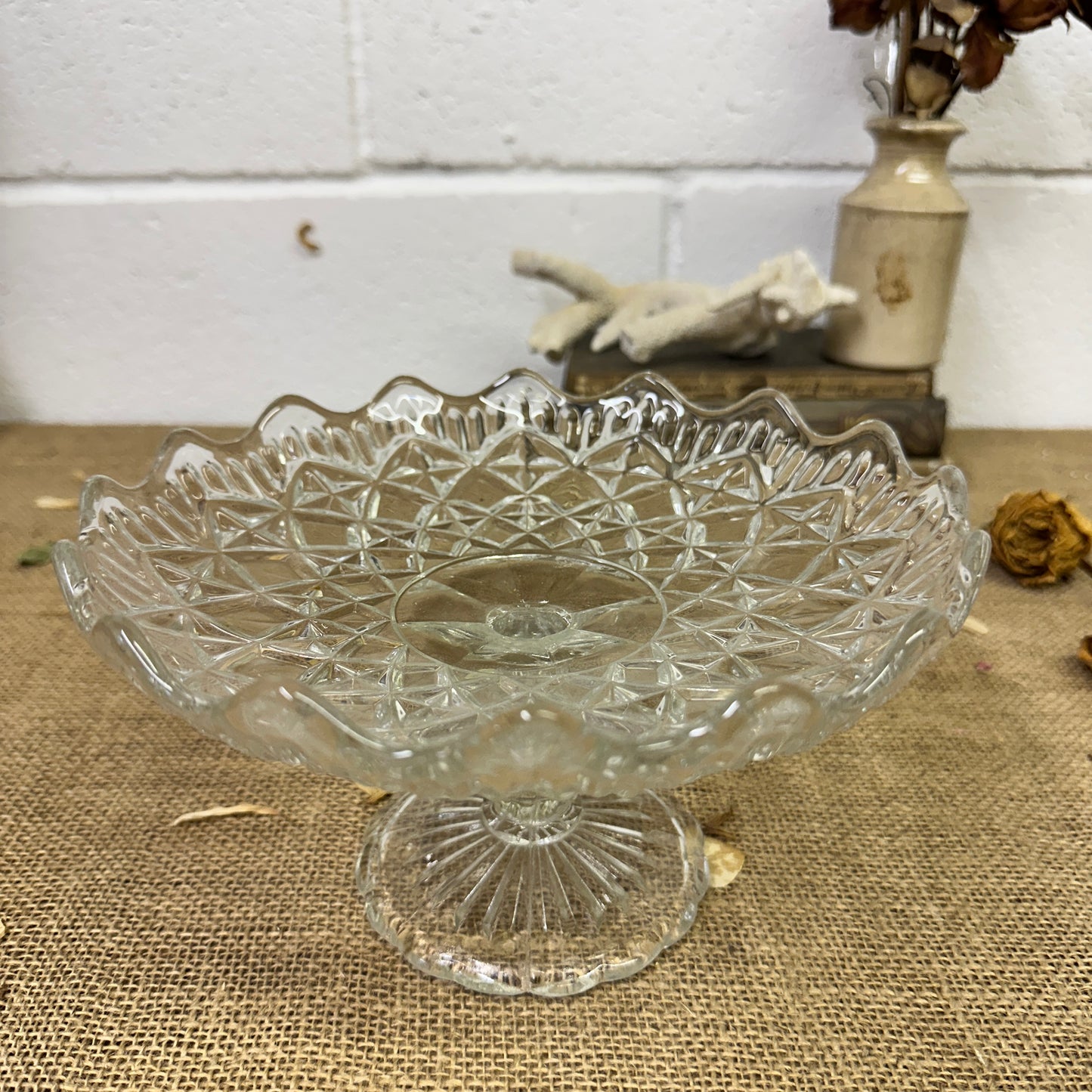 Vintage Pressed Glass Cake Stand - The Blind Mole
