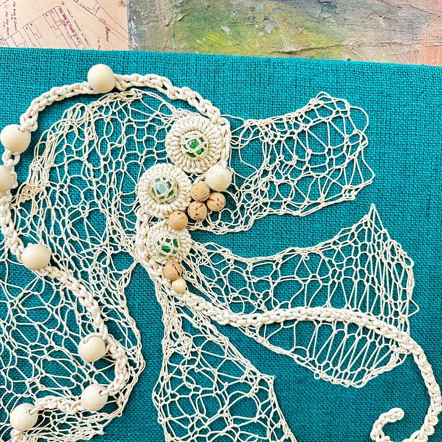 Mid Century Textile Crochet Artwork