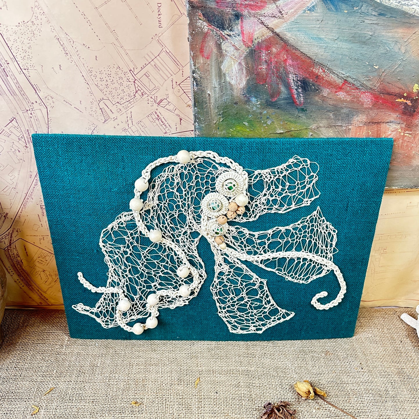 Mid Century Textile Crochet Artwork