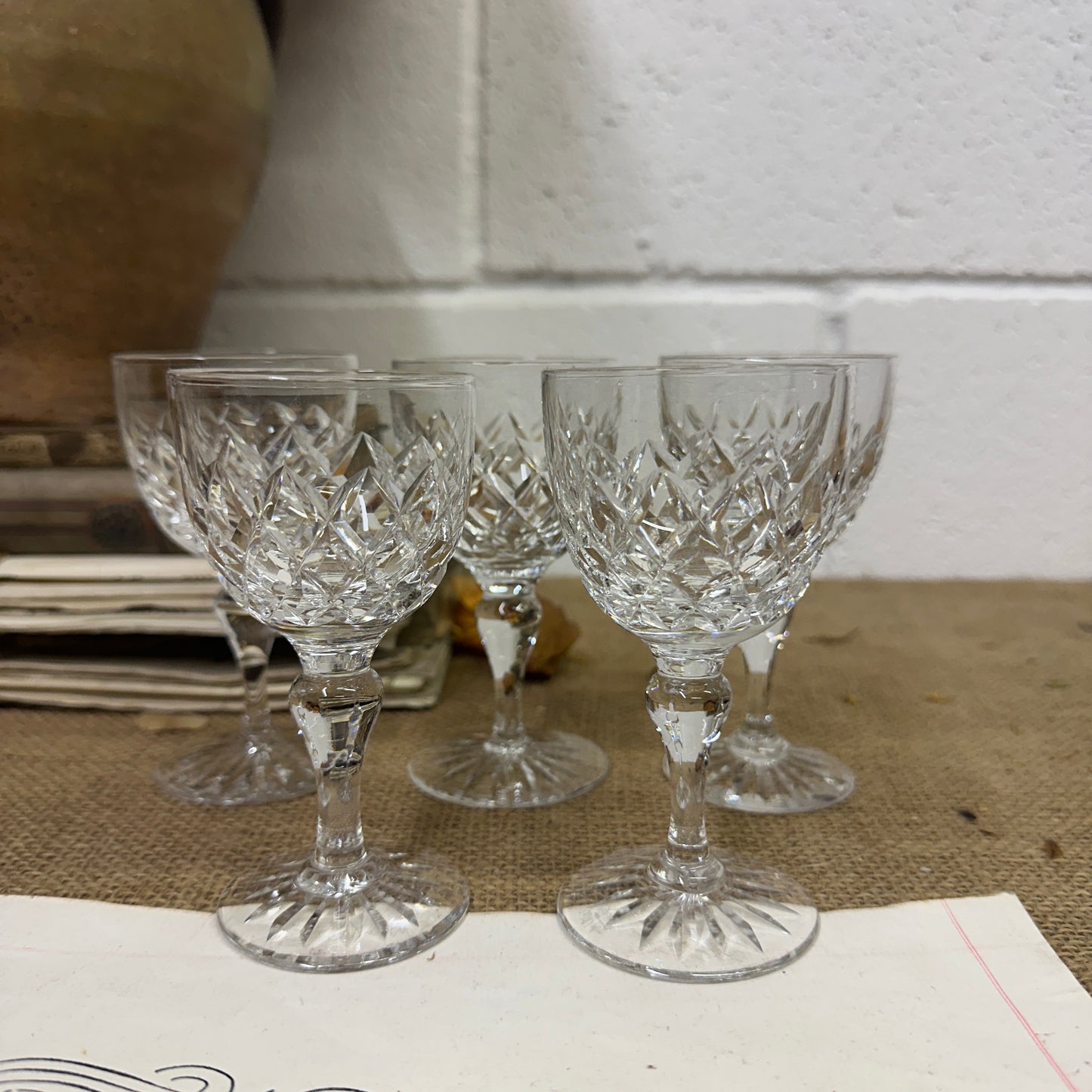 Five Vintage Wine Glasses Pattern B