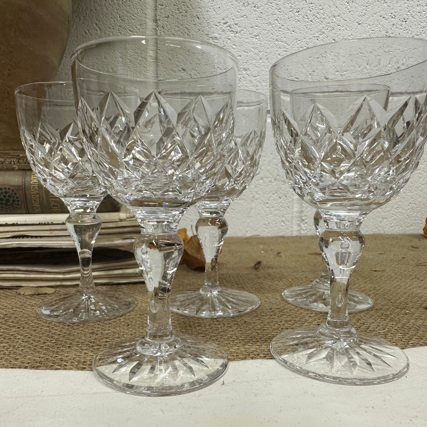 Five Vintage Wine Glasses Pattern B