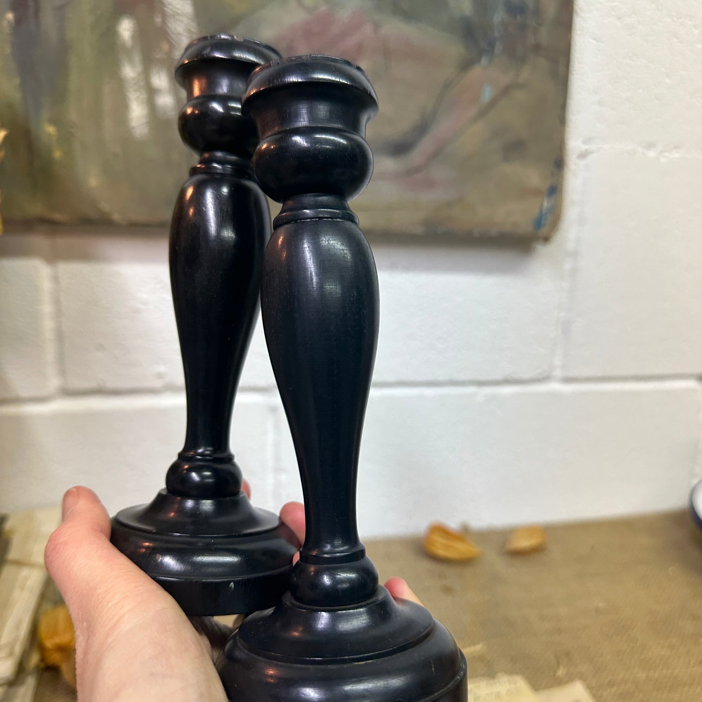 Large Victorian Ebony Candlestick