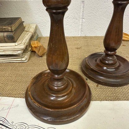 Edwardian Pewter Topped Candlesticks
