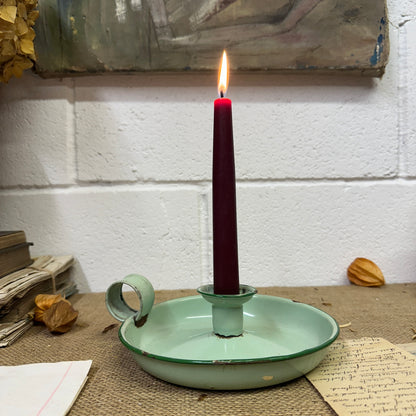 Green Enamel Candlestick Chamberstick
