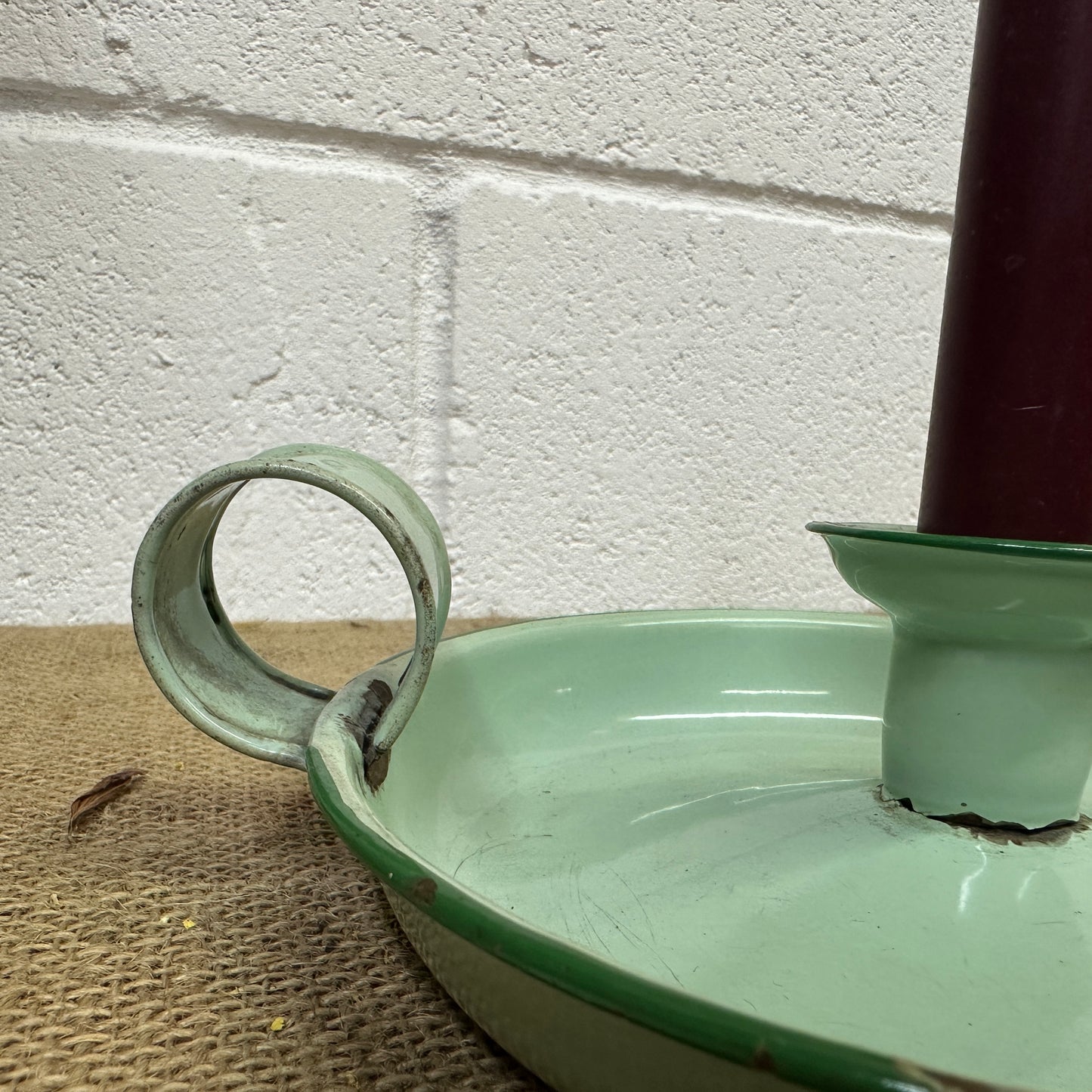 Green Enamel Candlestick Chamberstick