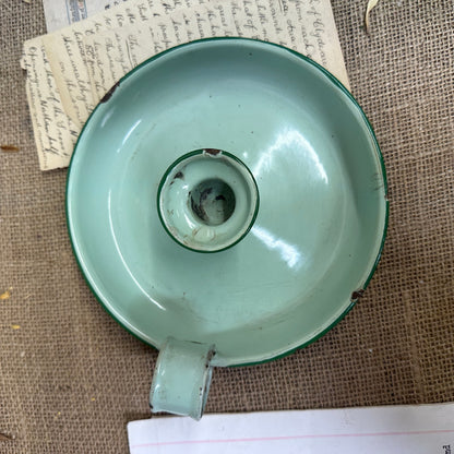 Green Enamel Candlestick Chamberstick