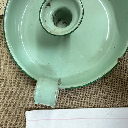 Green Enamel Candlestick Chamberstick