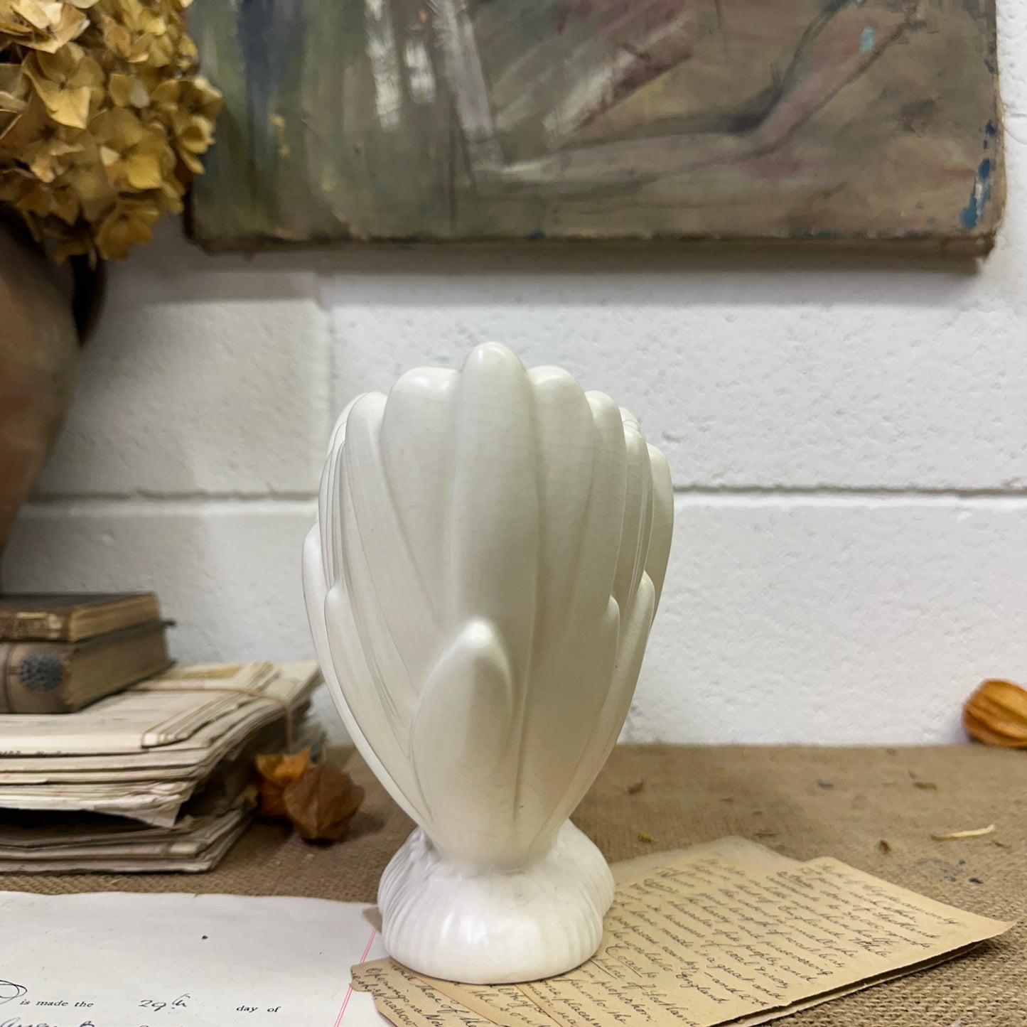 White Slyvac Fluted Mantle Vase