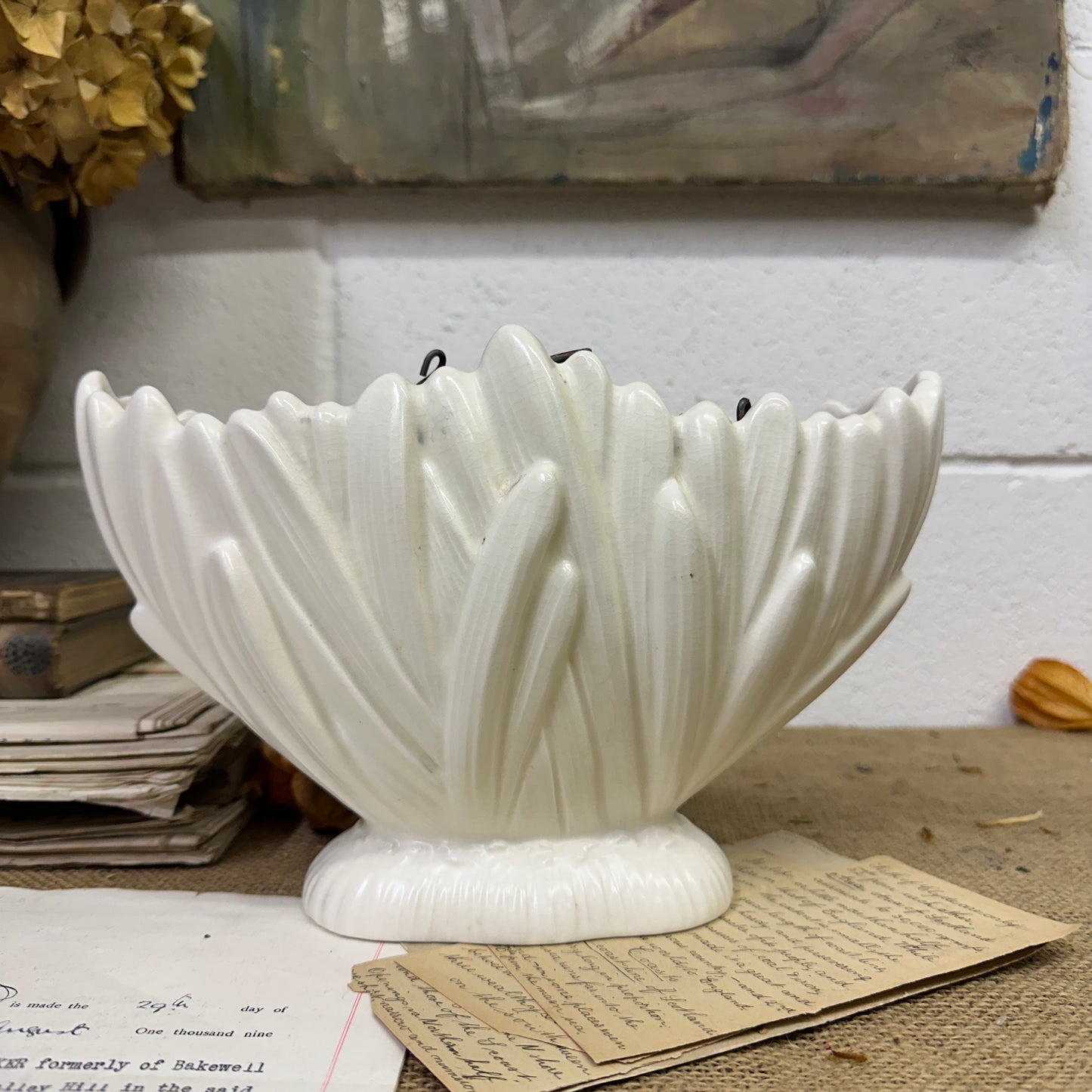 White Slyvac Fluted Mantle Vase