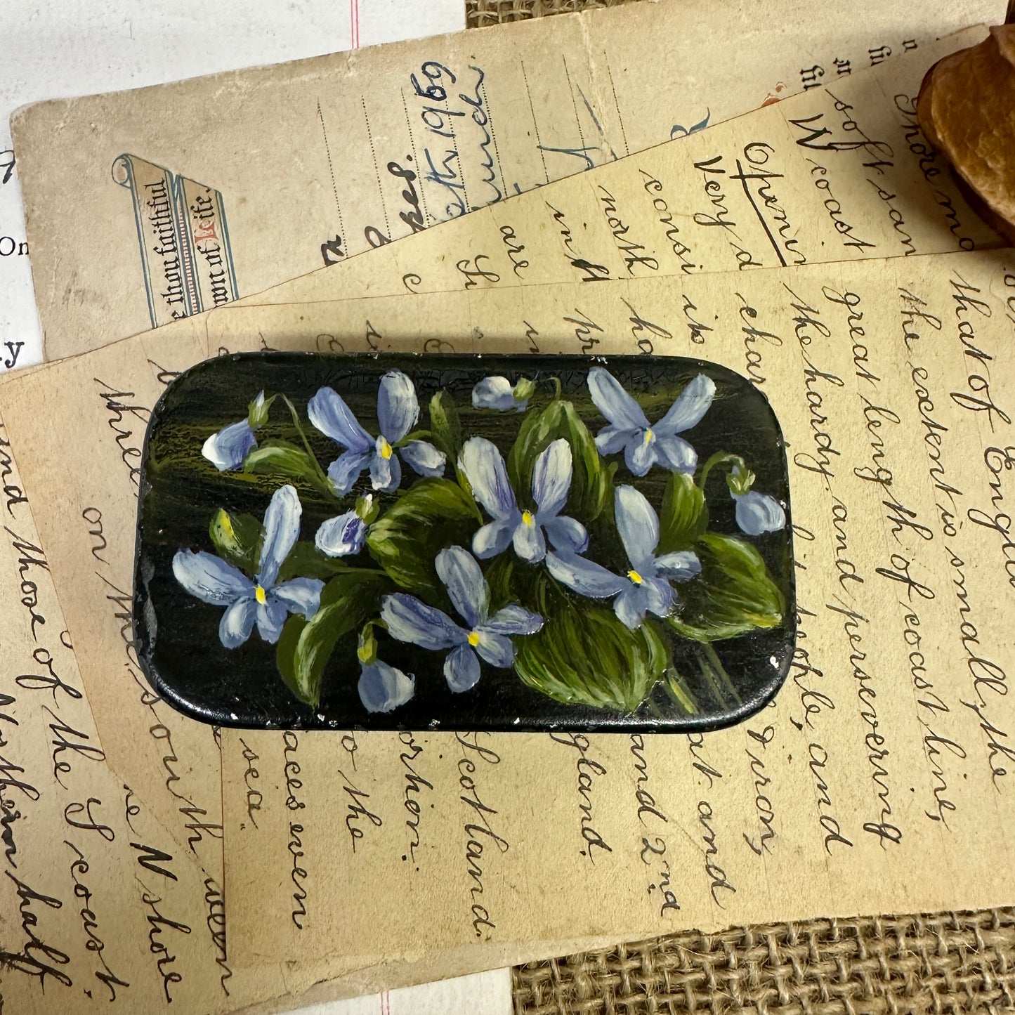 Small Hand-Painted Floral Tin