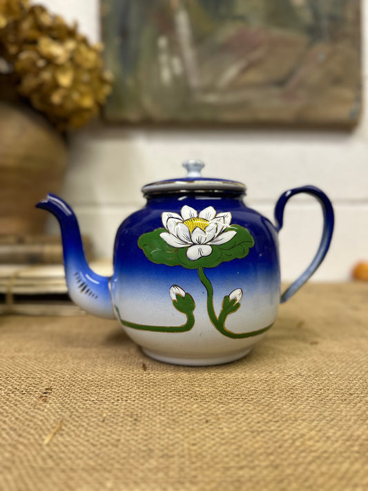 Lotus Flower Enamel Teapot