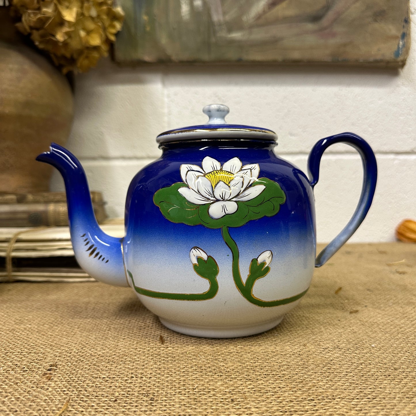 Lotus Flower Enamel Teapot