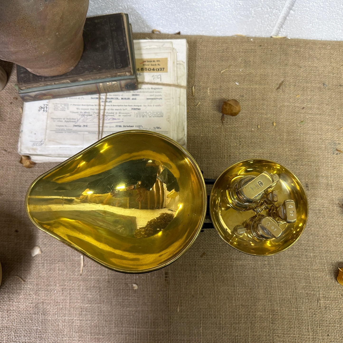 Vintage Black & Gold Kitchen Scales with Weights