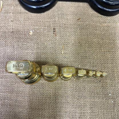 Vintage Black & Gold Kitchen Scales with Weights