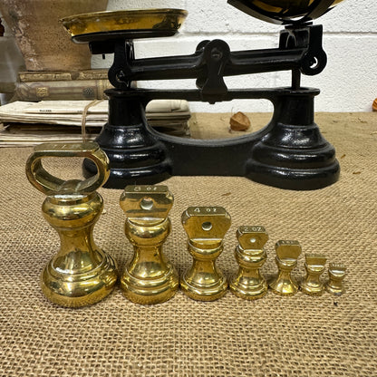 Vintage Black & Gold Kitchen Scales with Weights