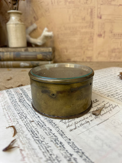 Brass Trench Art Glass Lidded Pot