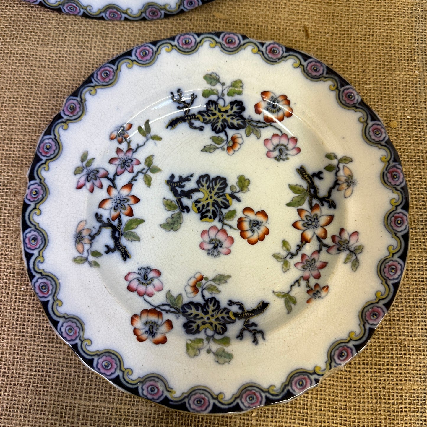 Victorian Charles Meigh & Son Plates Oriental Blossoms