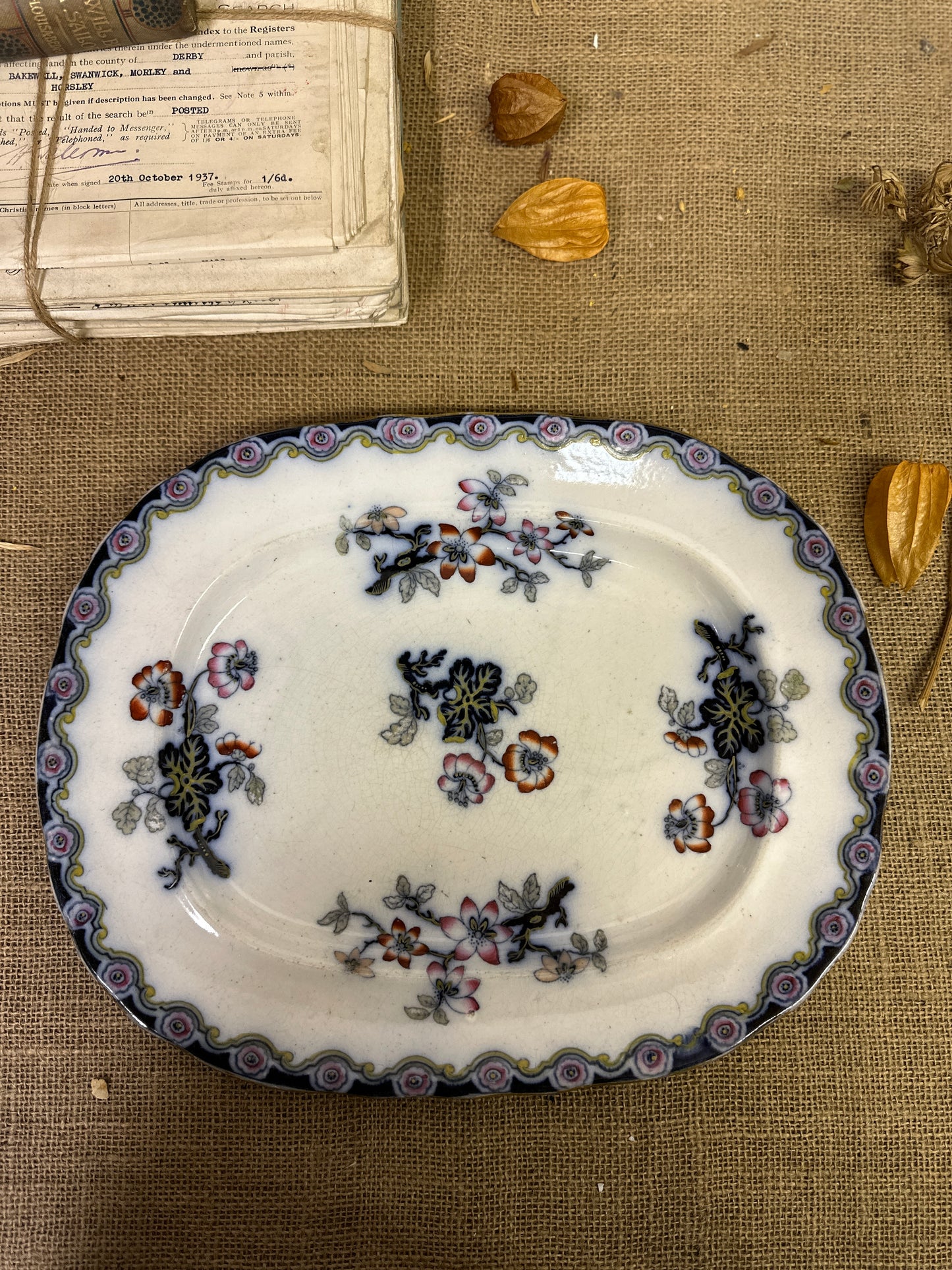Victorian Charles Meigh & Son Oriental Blossoms Platter