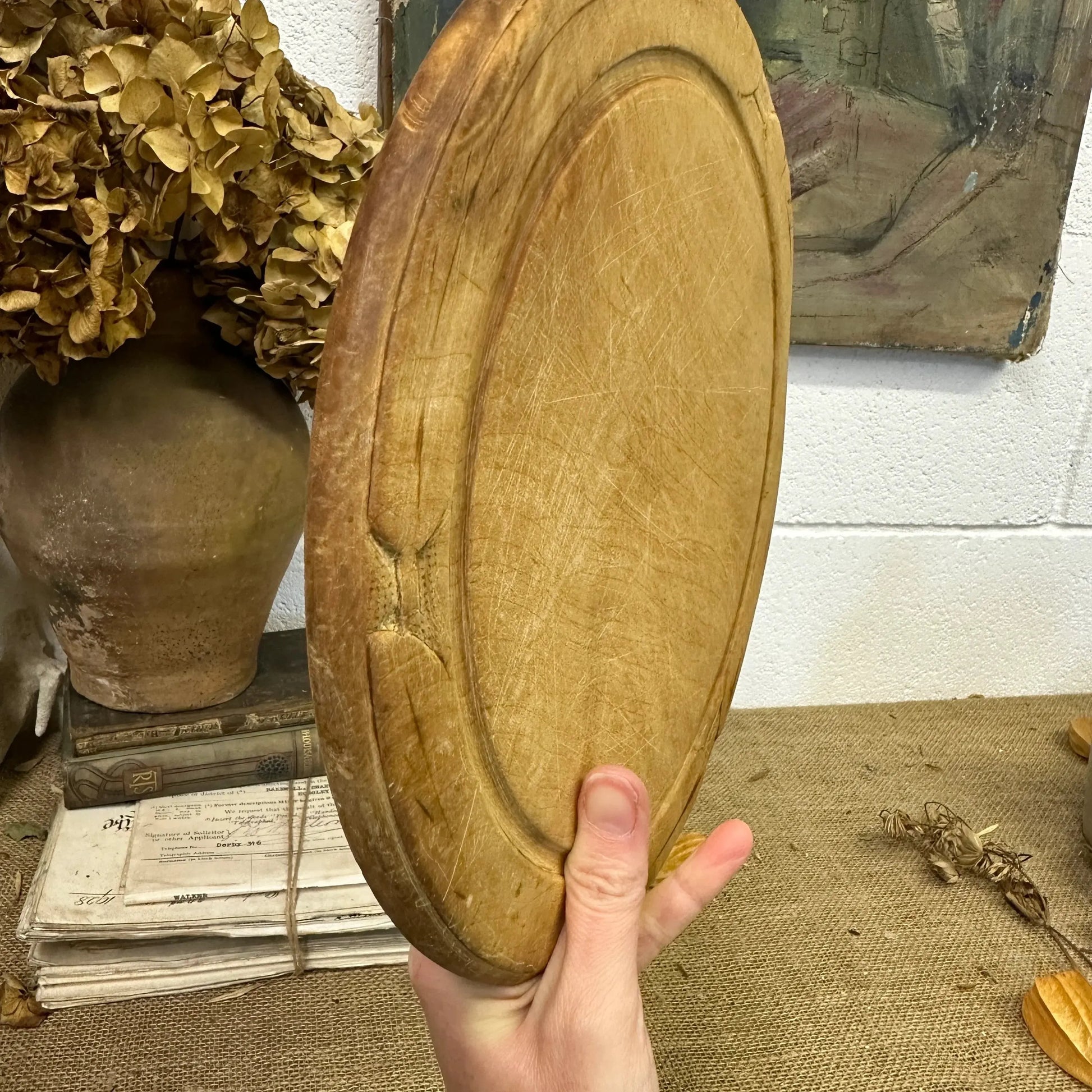 Antique Sycamore Bread Chopping Board - The Blind Mole