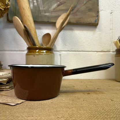 Vintage Brown Enamel Milk Pan - The Blind Mole
