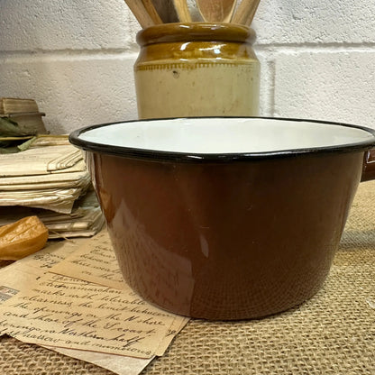 Vintage Brown Enamel Milk Pan - The Blind Mole