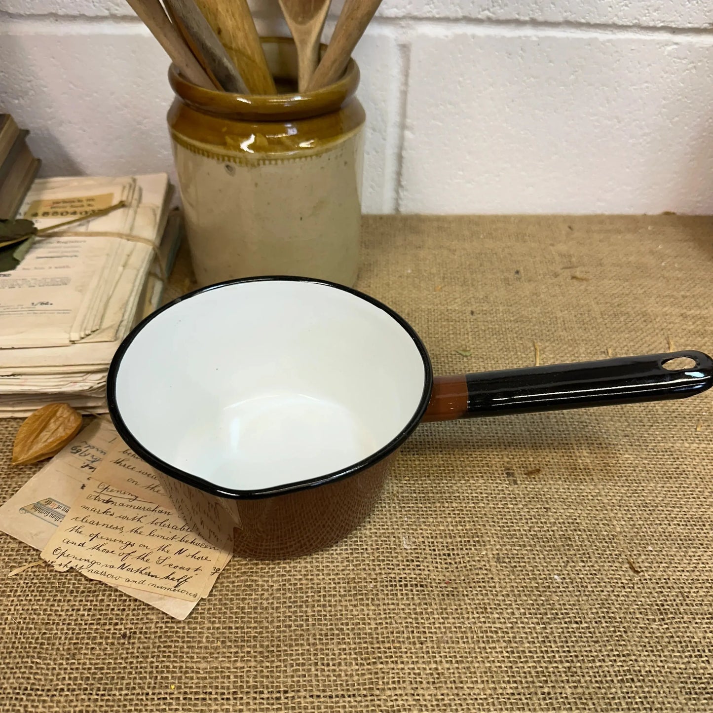 Vintage Brown Enamel Milk Pan - The Blind Mole