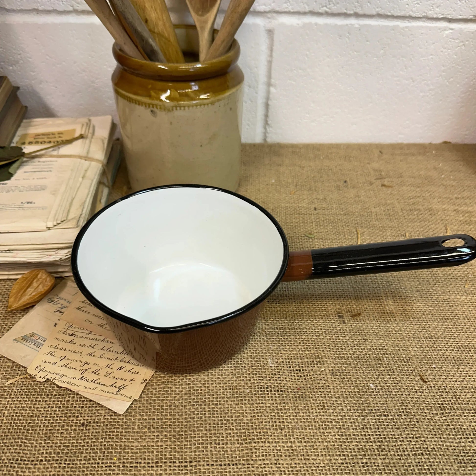 Vintage Brown Enamel Milk Pan - The Blind Mole