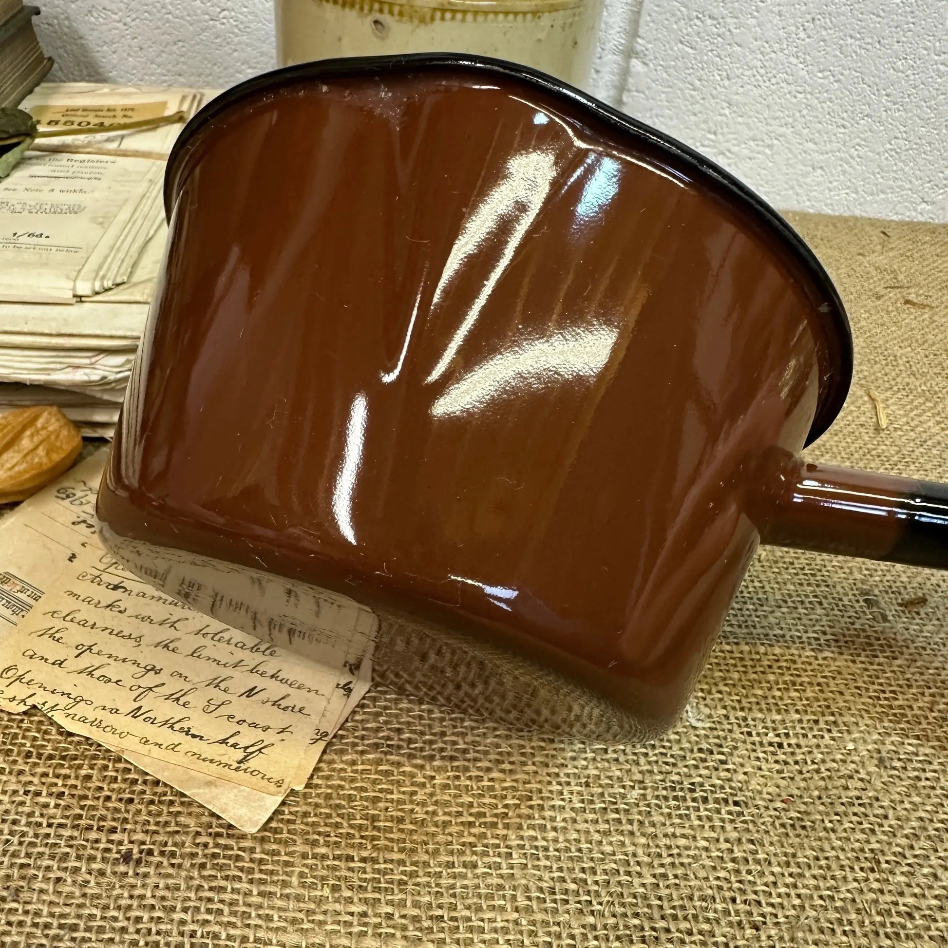 Vintage Brown Enamel Milk Pan - The Blind Mole