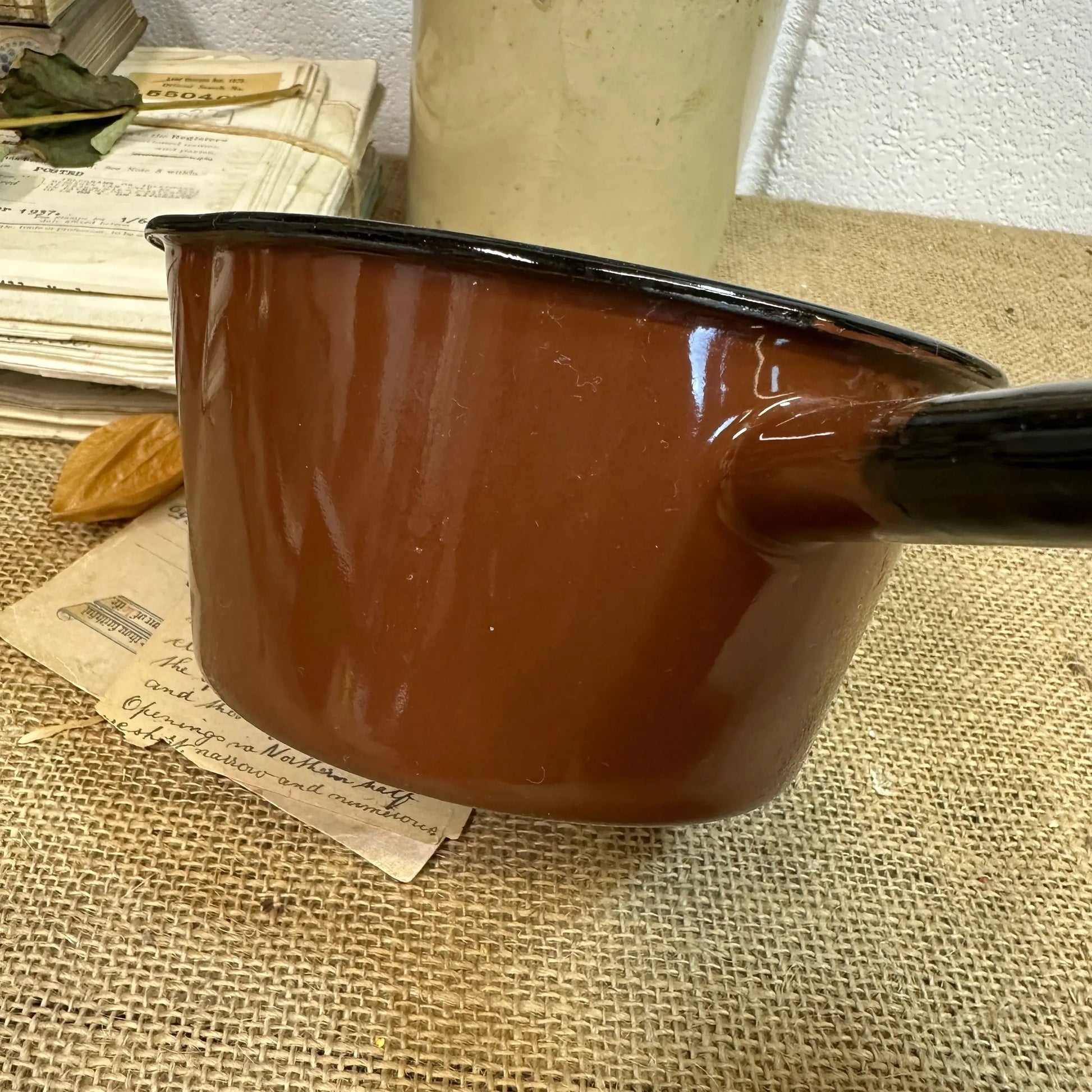 Vintage Brown Enamel Milk Pan - The Blind Mole