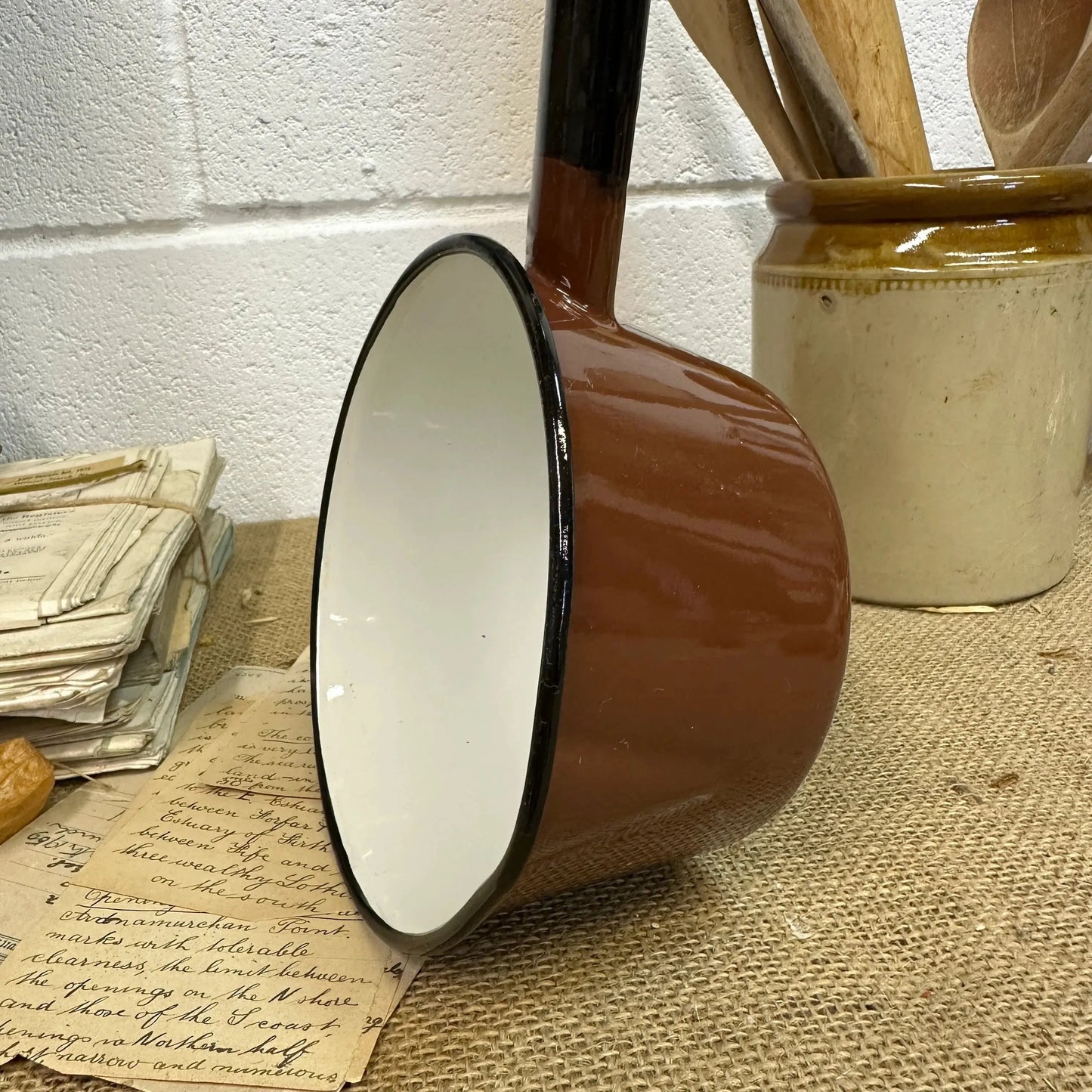 Vintage Brown Enamel Milk Pan - The Blind Mole