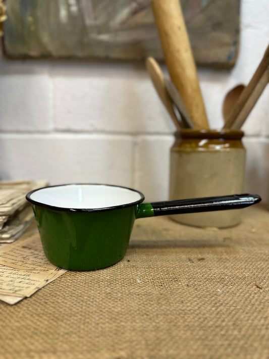 Vintage Green Enamel Milk Pan