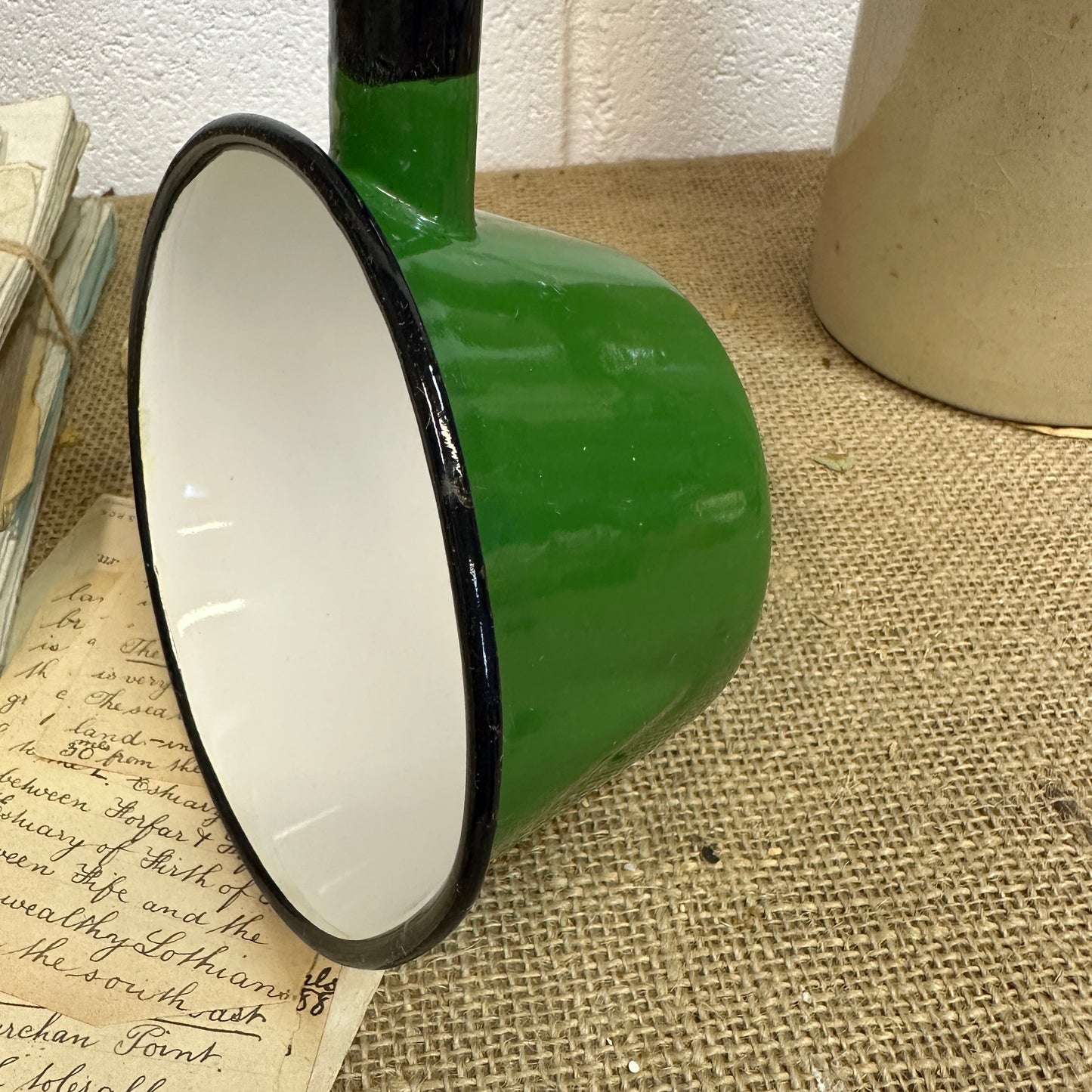 Vintage Green Enamel Milk Pan