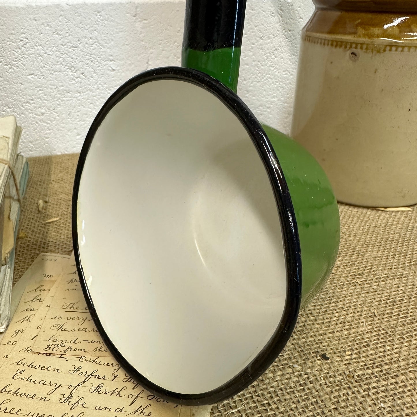 Vintage Green Enamel Milk Pan