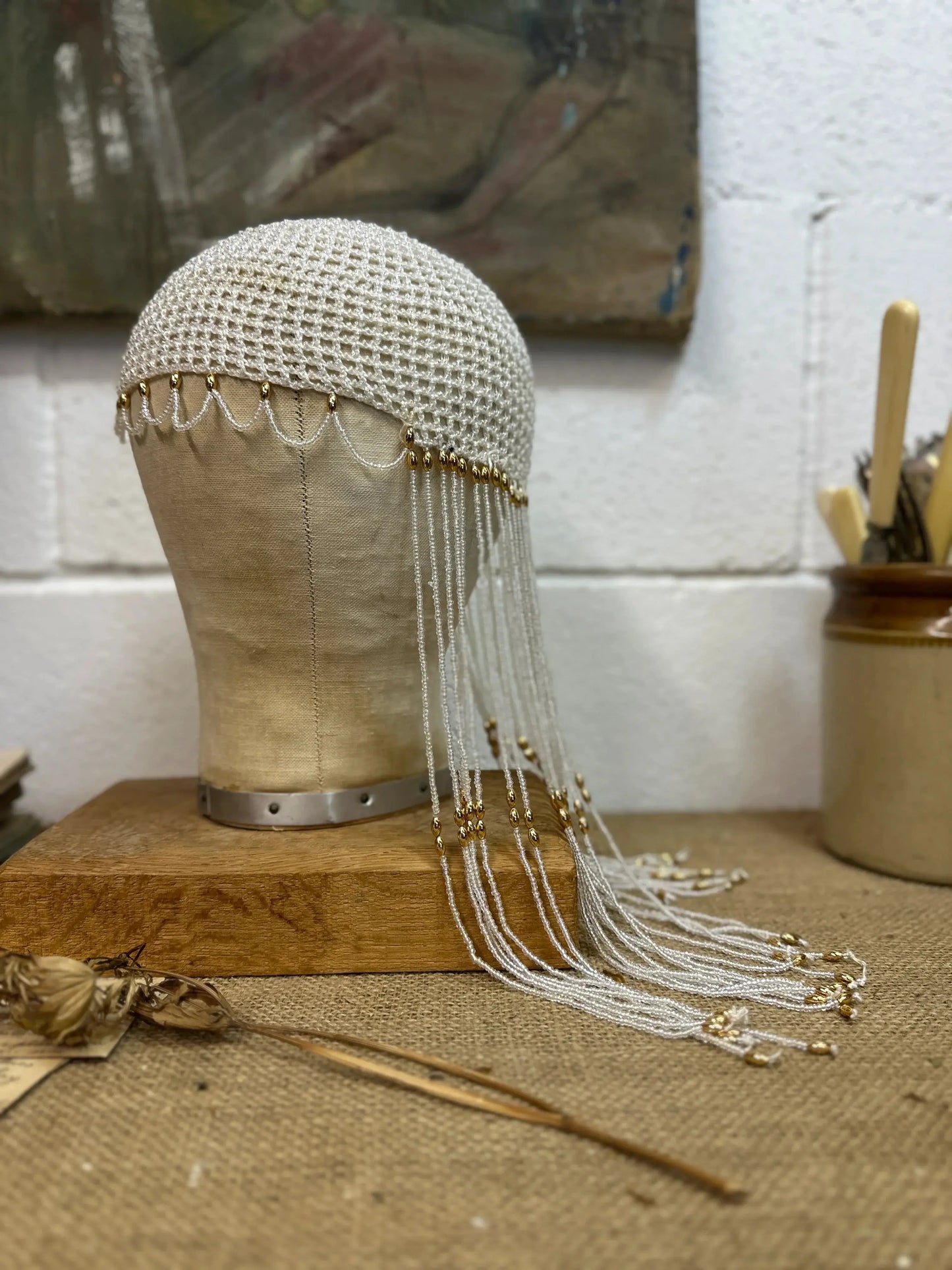 Art Deco Beaded Skull Cap - The Blind Mole