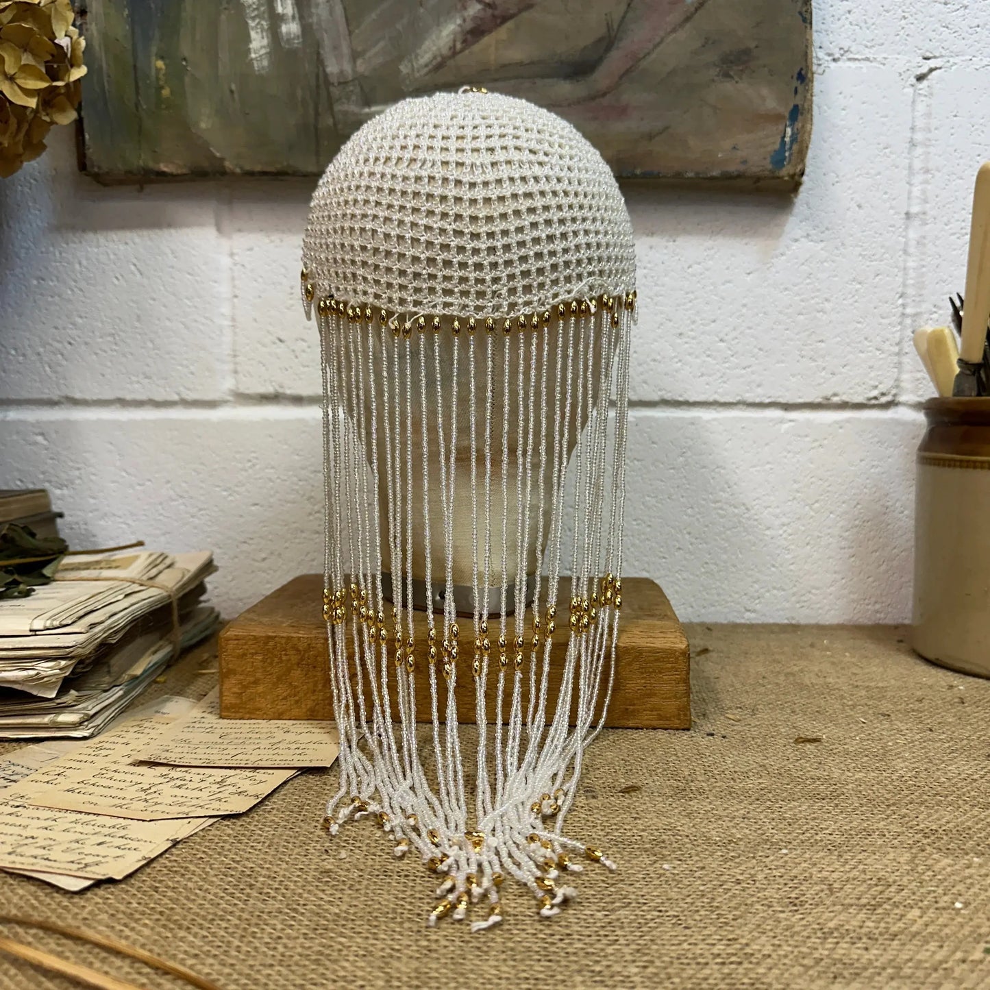 Art Deco Beaded Skull Cap - The Blind Mole