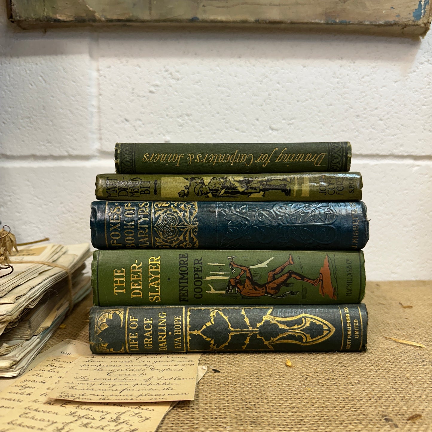 Stack of Green Coloured Books