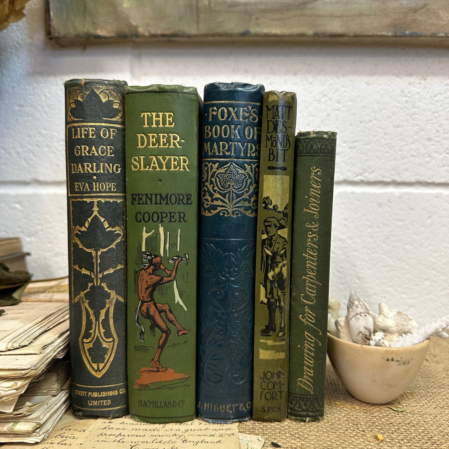 Stack of Green Coloured Books